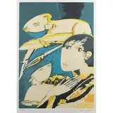 Remo Brindisi, "Pastoral", color lithograph