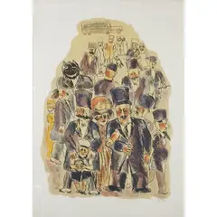 Franz Borghese, "Personaggi", color lithograph