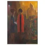 Eliano Fantuzzi, "Two women and a view of Rome", oil on canvas
