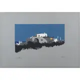 Enotrio Pugliese, "View with houses", color screen printing