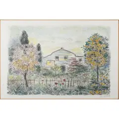 Michele Cascella, "Landscape", color lithograph