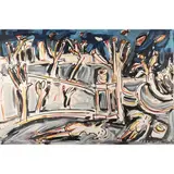 Mario Martini, "Landscape with figures", 1976, oil on canvas