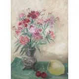 Alfredo Furiga, "Fiori, limoni", oil on canvas cardboard