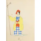 Umberto Onorato, "Painter caricature", mixed technique on cardboard