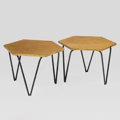Gio Ponti, Prod. ISA, coppia di tavolini in legno e metallo verniciato