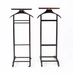 Ico Parisi, Prod. Fratelli Reguitti, Pair of wooden and brass valet stands
