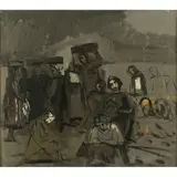 Enrico Accatino, "Mercato", 1953, oil on hardboard