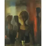 Eliano Fantuzzi, "Donna al bar", oil on canvas