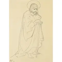 "St. James" by Corrado Cagli, 1974, Indian ink on paper, offered Jan 2026