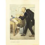 Pio Pullini, "Il professore di disegno", pencil and watercolor on cardboard