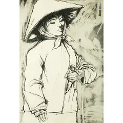 "Bambina cinese con bambolina" by Veniero Canevari, Indian ink and ink on paper, offered Jan 2026