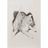 Takis Tsentemaidis, "Cat", drypoint
