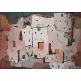 Ferdinando Bellorini, "View with houses", 1973, oil on cardboard