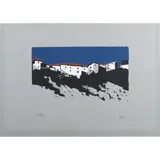 Enotrio Pugliese, "View with houses", color screen printing