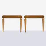 Italian production by Paolo Buffa, Pair of wood and brass consoles, offered Dec 2025