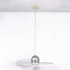 Ettore Sottsass, Prod. Stilnovo, Ortros mod. suspension lamp in painted aluminum and chromed metal