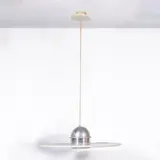 Ettore Sottsass, Prod. Stilnovo, Ortros mod. suspension lamp in painted aluminum and chromed metal