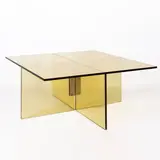 Prod. Fontana Arte by Max Ingrand, 2012 mod. coffee table in colored glass, offered Dec 2025