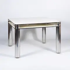 Joe Colombo, Prod. Zanotta, 1969, Poker mod. game table in laminate and steel Literature: G. Gramigna