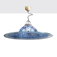 Gae Aulenti, Prod. Vistosi, Noverrino series suspension lamp in murrine glass and brass