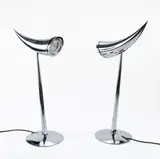 Philippe Starck, Prod. Flos, 1988, pair of Ara mod. table lamps in chromed steel
