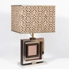 Romeo Rega, Italian production, large table lamp in chromed metal