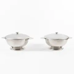 Gio Ponti, Prod. Calderoni, Pair of nickel soup silver tureens
