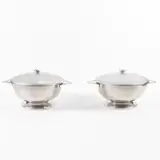 Gio Ponti, Prod. Calderoni, Pair of nickel soup silver tureens