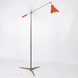 Angelo Lelii, Prod. Arredoluce, 1958, Adjustable floor lamp in brass and painted metal