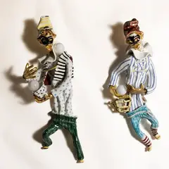 Otello Rosa, Prod. San Polo, Pair of polychrome ceramic wall lamps