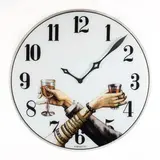 Barnaba Fornasetti, Prod. Fornasetti, Brindisi mod. wall clock in silk-screened glass