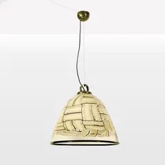 Prod. Barovier & Toso by Ercole Barovier, 1960, Tessere series suspension lamp in brass and colored blown glass, offered Dec 2025