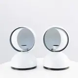 Vico Magistretti, Prod. Artemide, pair of Eclisse mod. table lamps in lacquered aluminium
