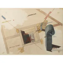 Giò Pomodoro, "Piano d'uso collettivo: A Gramsci", 1977, mixed media on paper