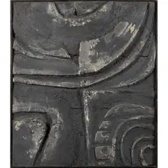Gino Marotta, 'Pauuuraa. Personaggio tutto araldica', 1957, bas-relief in concrete and tin on panel