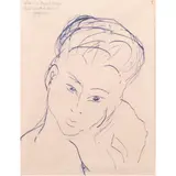 Antonietta Raphaël, "Portrait of Laura Ferrero", ink on paper