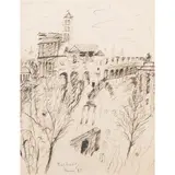 Antonietta Raphaël, 'Roman landscape', 1929, Indian ink on paper