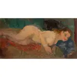 Amleto de Santis, "Reclining Nude", oil on canvas