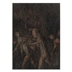 "Minotaur" by Mirko Basaldella, frottage with waxy oil pastel on paper applied to canvas, offered Nov 2025