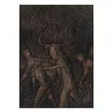 Mirko Basaldella, "Minotaur", frottage with waxy oil pastel on paper applied to canvas