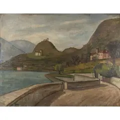 Pompeo Borra, 'Landscape', 1929, oil on plywood