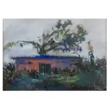Giovanni Omiccioli, "Casolare di campagna", mixed technique on canvas paper