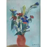 Giovanni Omiccioli, "Flower Vase", 1901, oil on masonite