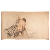 Giuseppe Rivaroli, "Rematore. Mare Ionio. Bozzetto per gli affreschi del Ministero della Marina", 1927, charcoal and sanguigne on paper