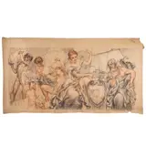 Giuseppe Rivaroli, "Venezia. Bozzetto per gli affreschi del Ministero della Marina", 1927, charcoal and sanguigne on paper