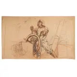 Giuseppe Rivaroli, 'Bozzetto per gli affreschi del Ministero della Marina', 1927, charcoal and sanguigne on paper