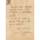 Gabriele D'Annunzio, Autograph manuscript, 1917, ink on filigranized paper named by the artist "Io ho quel che ho donato"