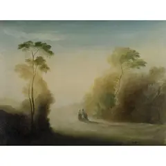 Ubaldo Bartolini, "Landscape with figures", 1984, oil on canvas