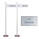 Simone Marini, "Via Instagram", "Via Twitter", "Via Youtube", 2018, two road signs and a Carrara marble plaque
