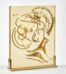 Arman, Senza titolo, 1989, inclusione di corno francese sezionato in resina con base in bronze